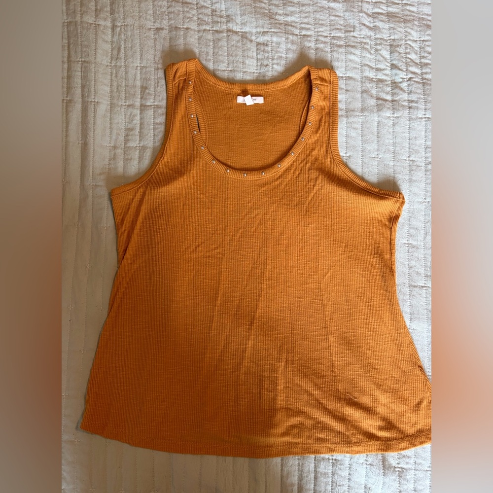 Maurices Ribbed Stud-Trim Scoop Neck Tank Top - Orange